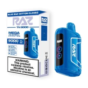 RAZ TN9000 5% NIC DISPOSABLE - BLUE RAZ COTTON CLOUDZ